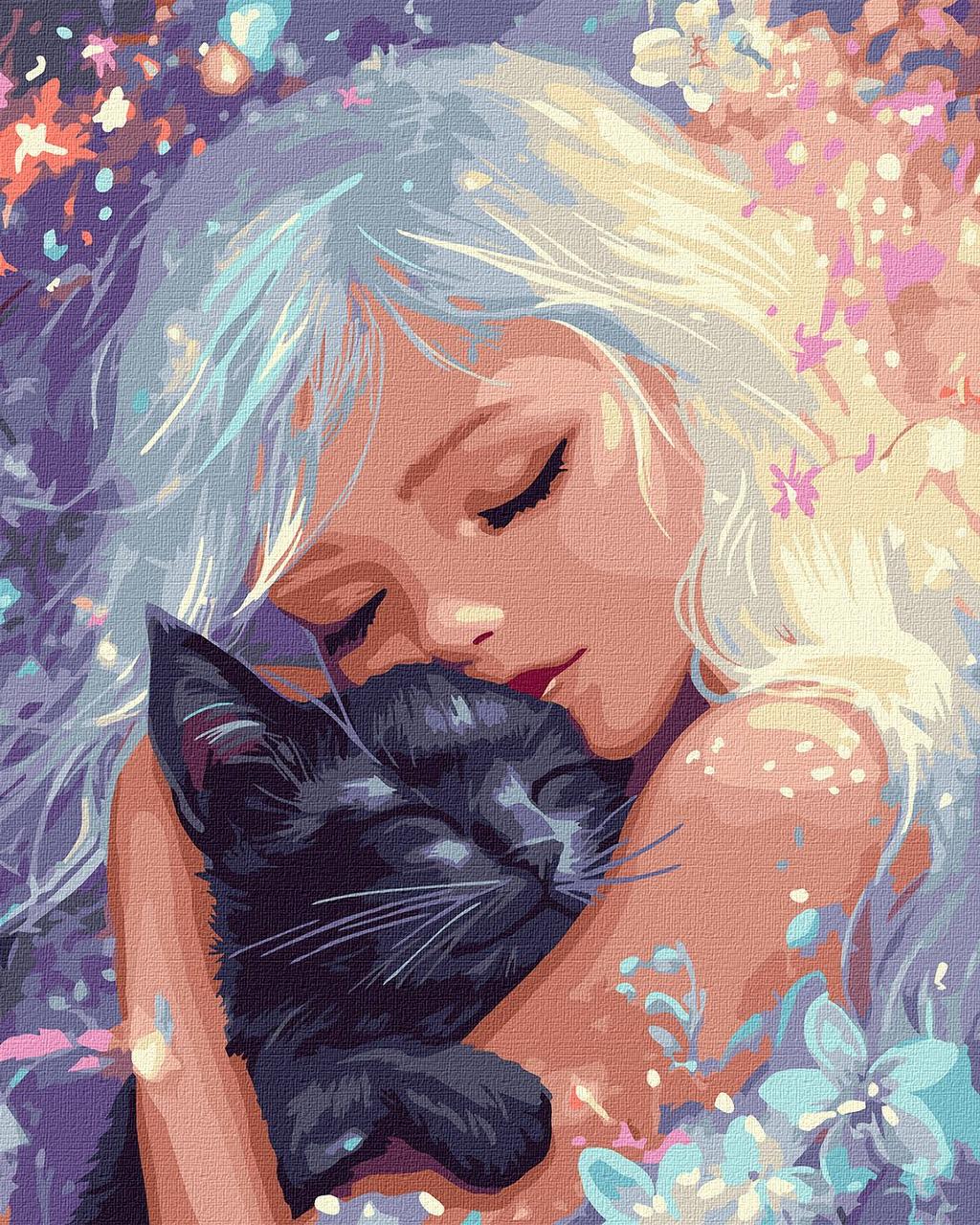 Картина за номерами Ideyka Люди Обійми котика 40х50 см