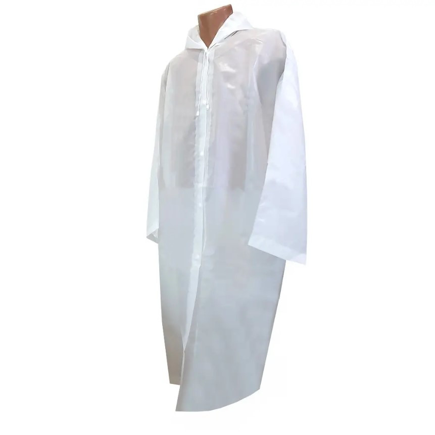 Плащ-дощовик на кнопках з капюшоном з паяними швами EVA Raincoat Білий (2887) - фото 7