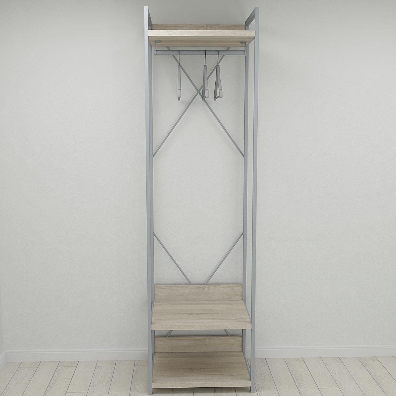 Шкаф Ferrum-decor Гардероб Уни секция 1 Конект 220x60x50 см металл/ДСП 32 мм Серый/Дуб Сонома (FRD-104505)