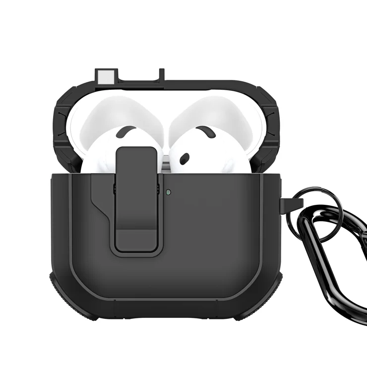 Чехол для наушников противоударный Dux Ducis PECP для Apple AirPods 4 с карабином Black (6971824160543)