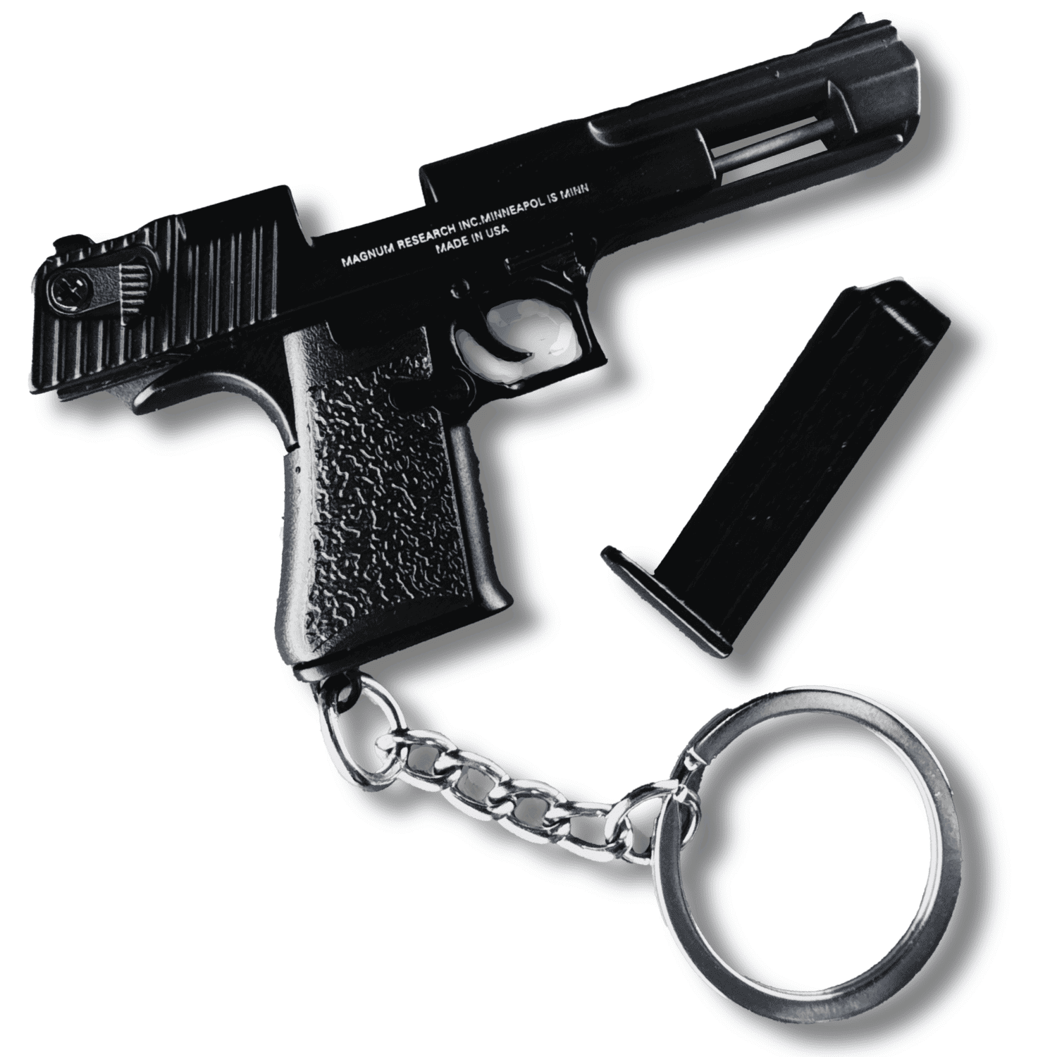 Брелок металевий Desert Eagle Black 1:4 розбірний міні пістолет із рухомим затвором знімним магазином рухомим курком та гравіюванням 66 мм Чорний Брелок металевий Desert Eagle Black 1:4 розбірний міні пістолет із рухомим затвором знімним магазином рухомим курком та гравіюванням 66 мм Чорний