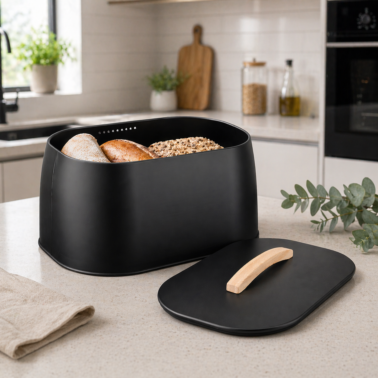 Хлебница Maestro MR-1675-BLACK металлическая Черный (34171066)