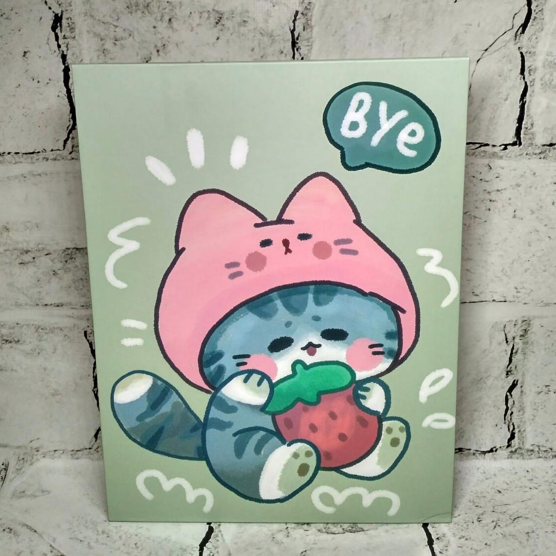 Зеркало косметическое настольное/дорожное Котик 26,5х19,8 см Зеленый (510-2)