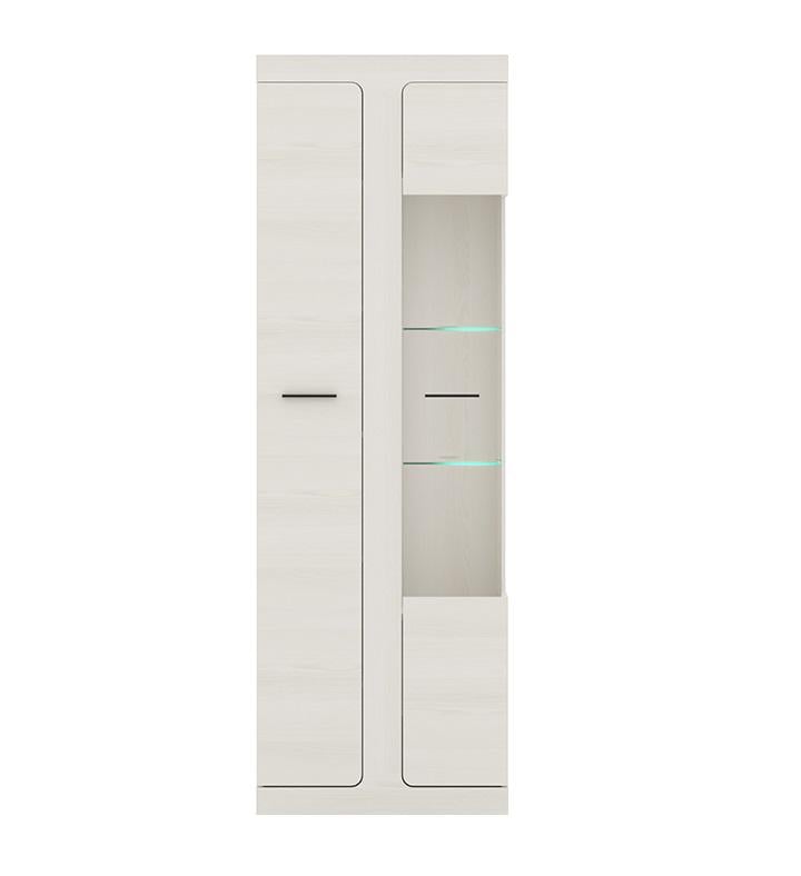 Витрина для кабинета с подсветкой MebiGrand Тотен REG1D1W 65 из ламинированной ДСП 650х350х1970 мм Ясень снежный (43817)
