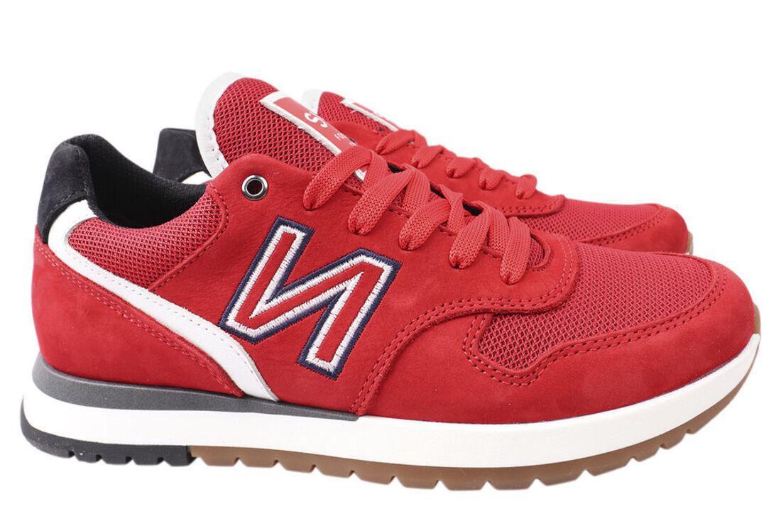 Кросівки чоловічі Konors зі шкіри-нубука на низькому ходу на шнурівці р. 42 Червоний (544-21/22DTS) - фото 1