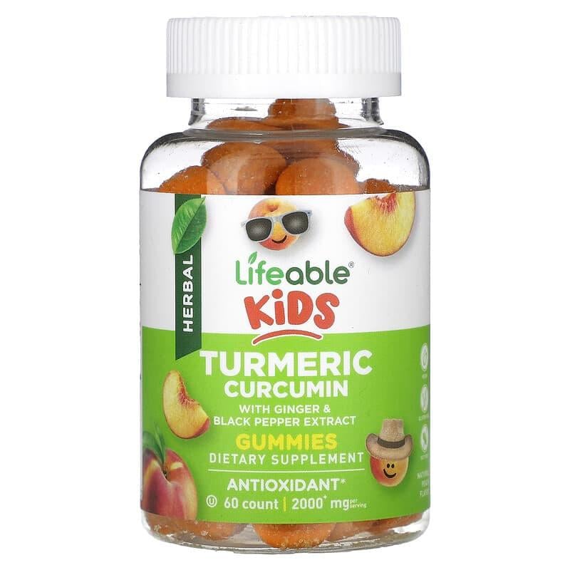 Куркумін для дітей Lifeable Kids Turmeric Curcumin Gummies смак персика 60 мармеладок