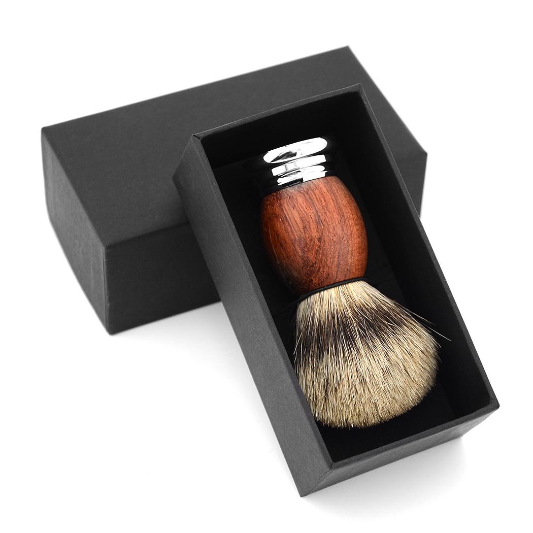 Помазок с ручкой из розового дерева и барсучьим ворсом - фото 4