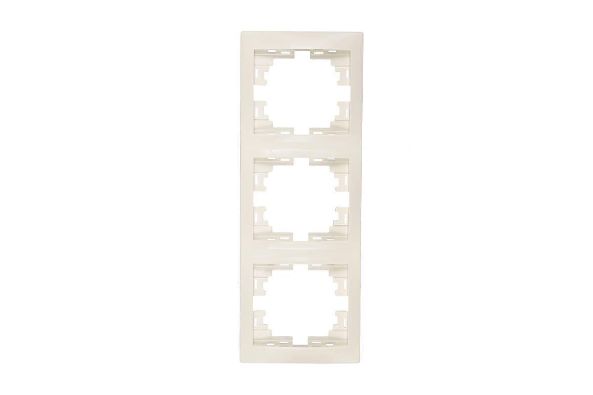 Рамка трехместная Mira вертикальная Кремовый (701-0300-153)