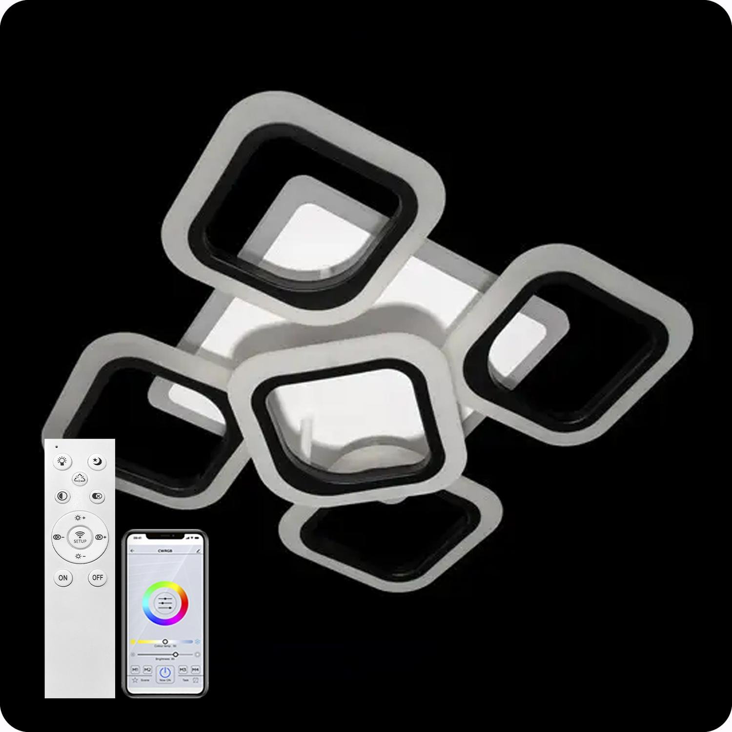 Люстра світлодіодна 517 Light 3color з пультом 90 Вт Чорний (01850) - фото 7 Люстра світлодіодна 517 Light 3color з пультом 90 Вт Чорний (01850) - фото 7