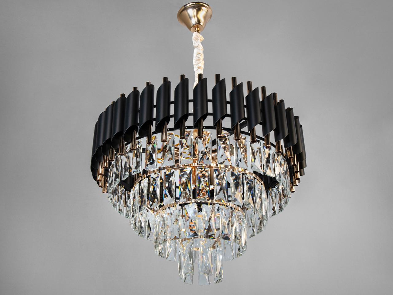 Люстра подвесная для гостиной 9001-550BK+SGD на 9 ламп Черный/Золотой (2829709967)