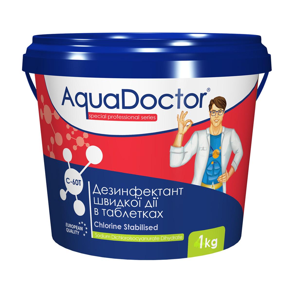 Быстрорастворимый шок-хлор для бассейна Aquadoctor C60-Т таблетки 1 кг