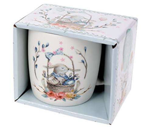 Чашка фарфоровая Зайка в корзине 350 мл