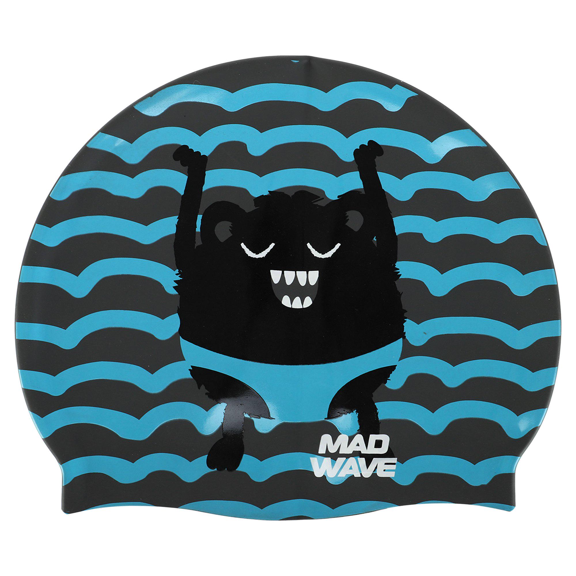 Шапочка для плавания Mad Wave Junior MONSTER M057309 силиконовая Голубой (AM0009403)