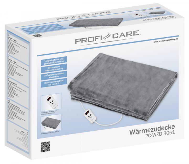 Електропростирадло з підігрівом Profi Care PC-WZD 3061 флісове на 180 Вт 3 рівні нагріву і таймер 175х130 см Сірий - фото 6