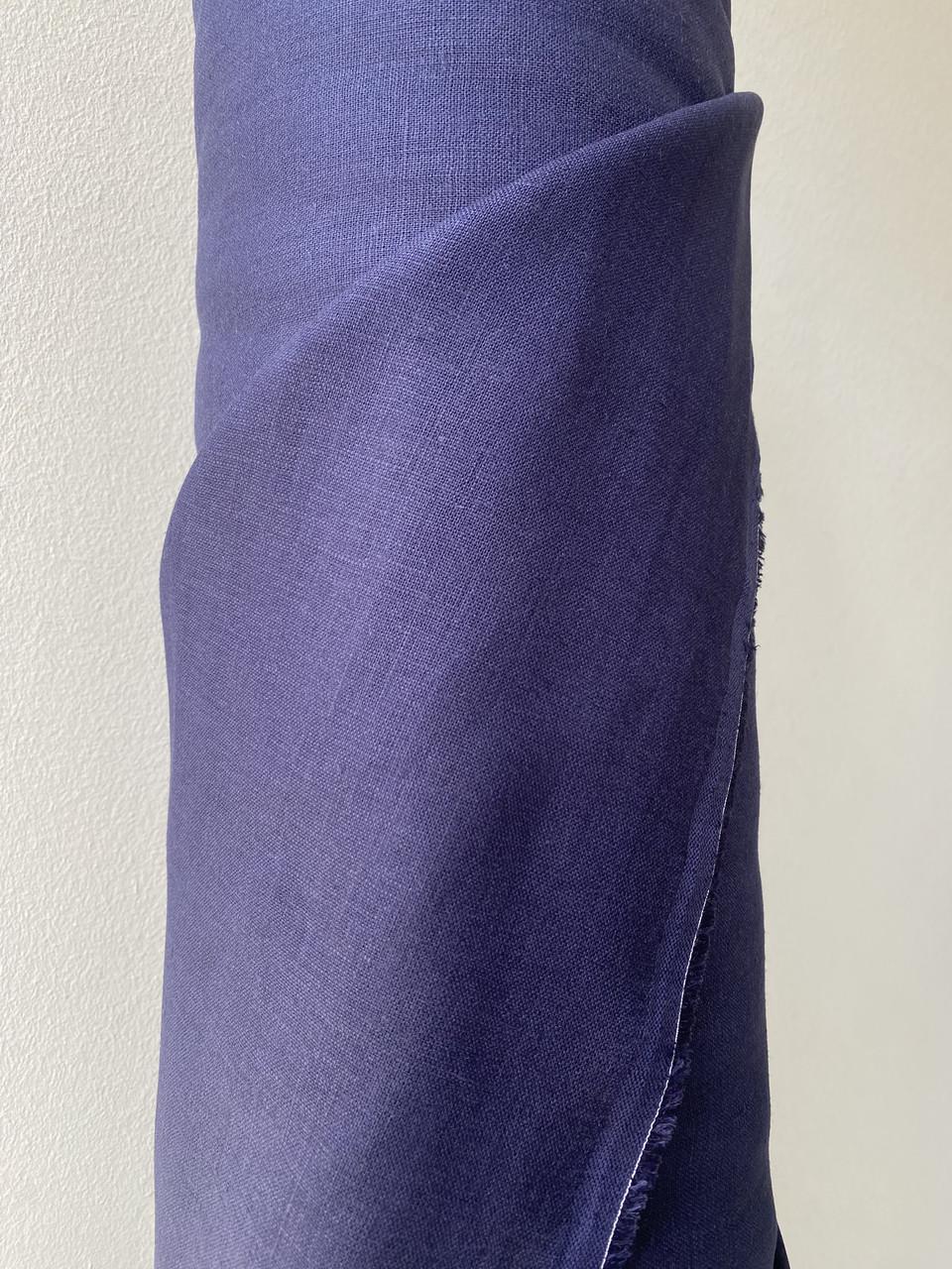 Тканина костюмна пом'якшена LINEN PLUS 100% льон 143 см 1607 Баклажановий - фото 4