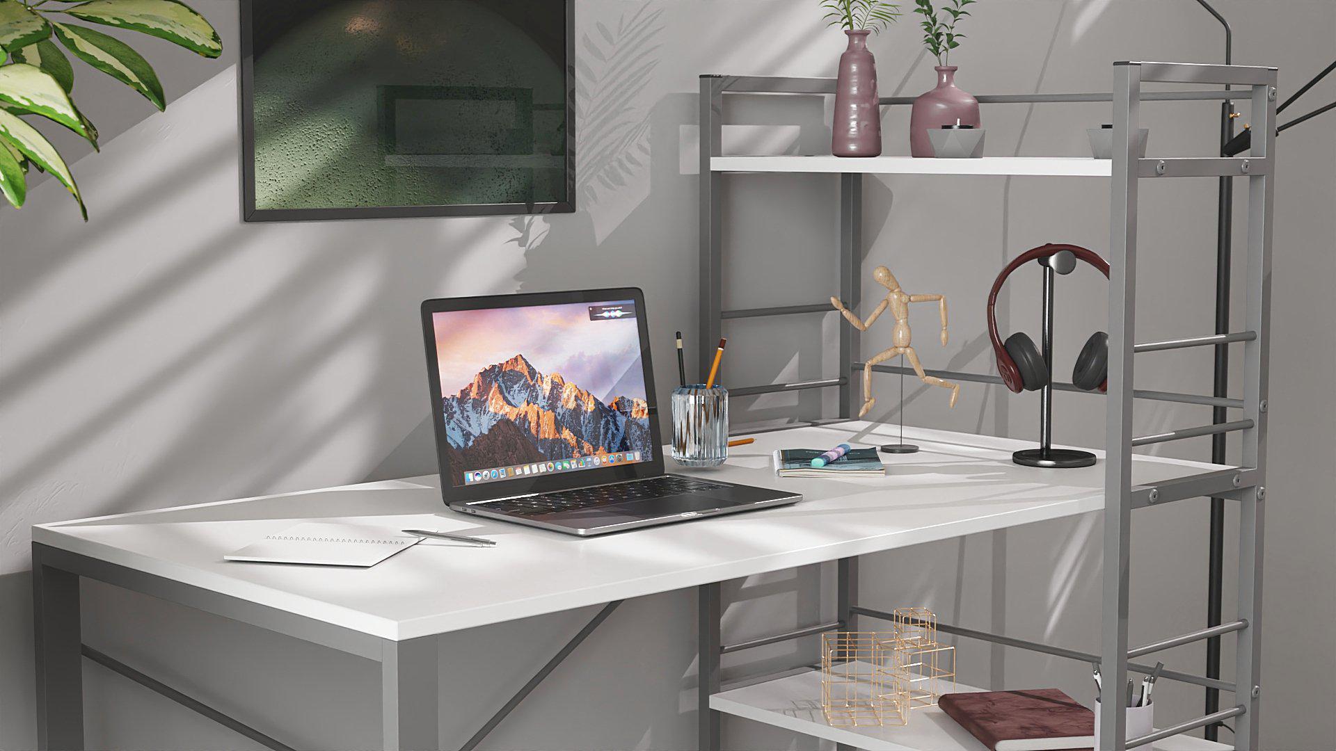 Письменный стол Ferrum-decor Konekt с этажеркой металл/ДСП 16 мм Серый/Белый (FRD-104230) - фото 4