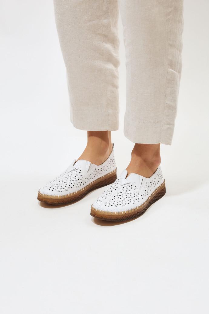 Мокасини жіночі ALLSY шкіряні р. 39 Білий (195195) - фото 4