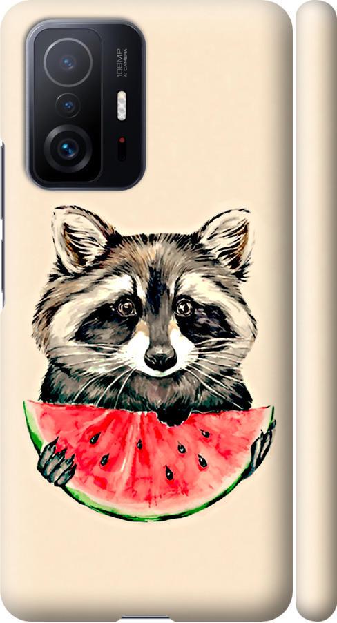 Чехол на Xiaomi 11T Pro Енотик с арбузом (4605m-2552-42517)