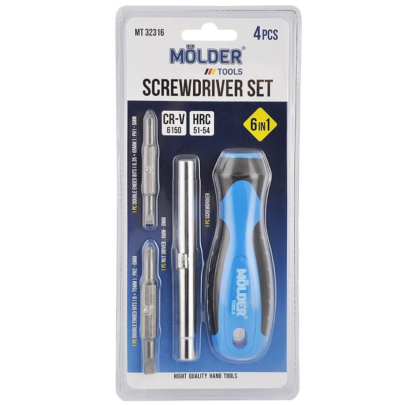 Отвертка с сменными насадками Molder 6в1 6 шт.
