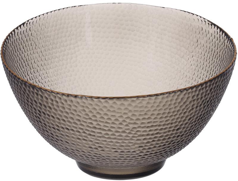 Салатник стеклянный Bauble 22х13 см Серый-дымчатый с золотой каймой Салатник стеклянный Bauble 22х13 см Серый-дымчатый с золотой каймой