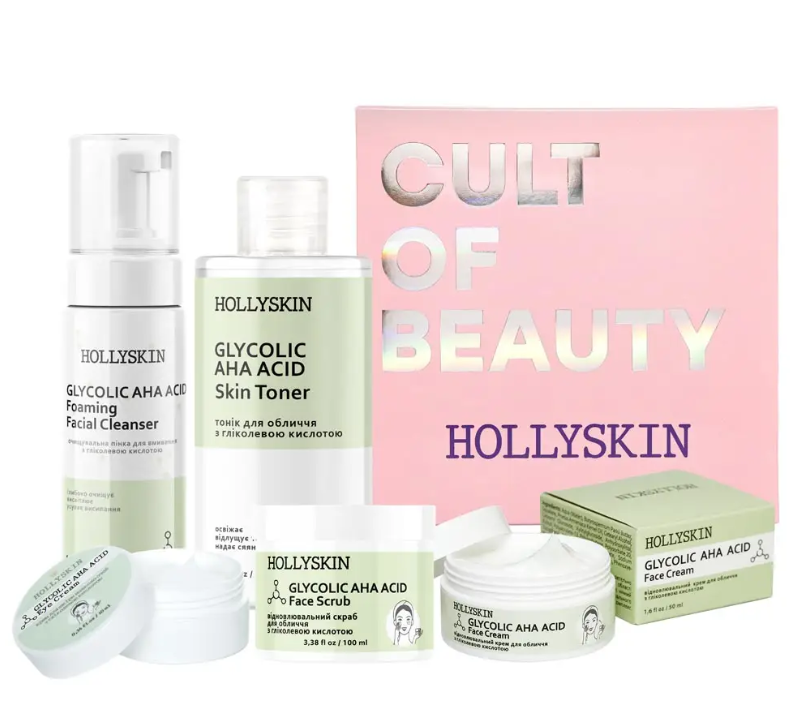Набор HOLLYSKIN для ухода за жирной и комбинированной кожей с гликолевой кислотой (2527441299)