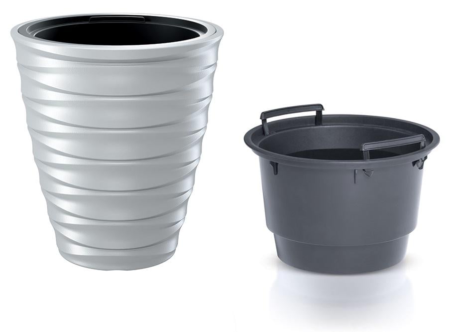 Горшок для цветов Prosperplast FREZE H-32 см круглый с вкладышем Белый