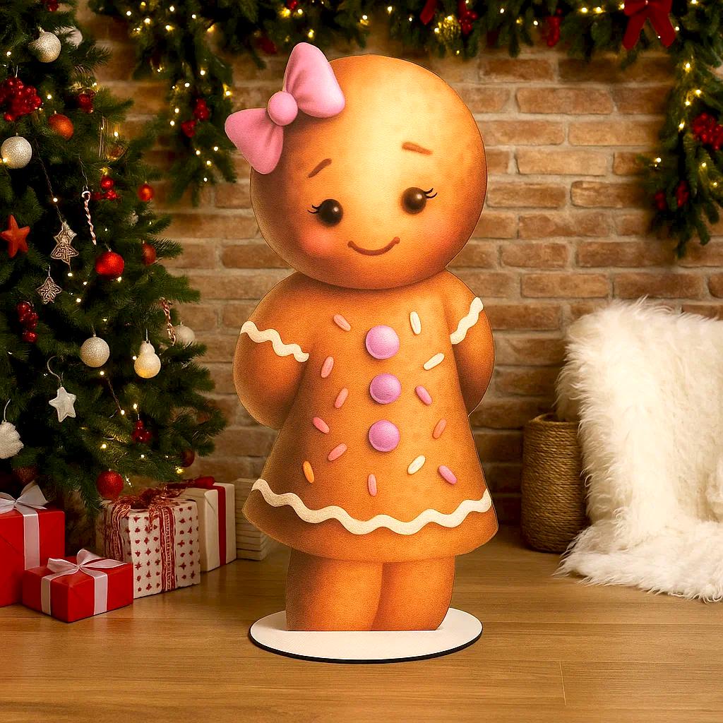 Статуэтка для фотозоны пряник девочка новогодний 80 см (5279-15)