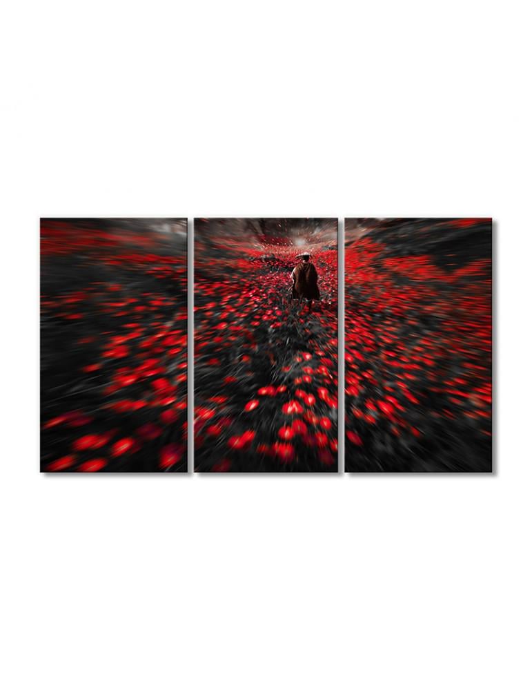 Картина модульная Поле в красных тонах 3 модуля 120x180 см (193420Cvety_i_rasteniya0007)