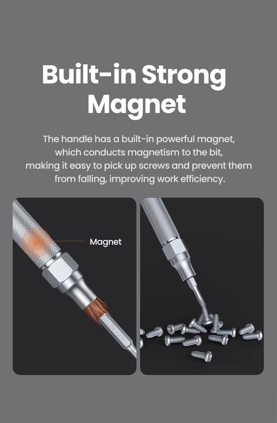 Набор прецизионных отверток UGREEN 38-в-1 бит из стали S2 магнитный с удлинителем Черный (15354) - фото 2