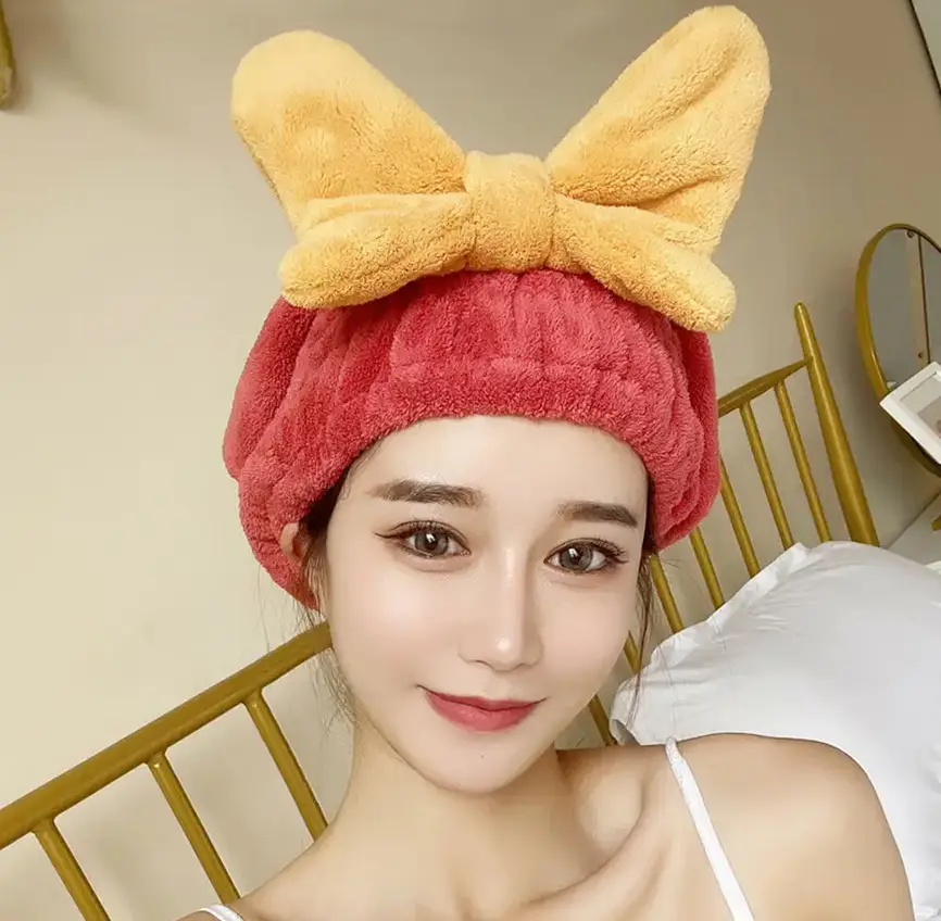 Полотенце-шапка для сушки волос из микрофибры Красный (Y01214-4) - фото 3 Полотенце-шапка для сушки волос из микрофибры Красный (Y01214-4) - фото 3