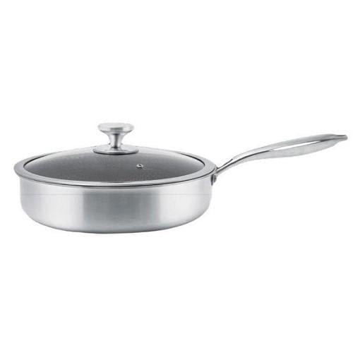 Сковорода глубокая Benson BN-588 с крышкой из нержавеющей стали антипригарная 28 см