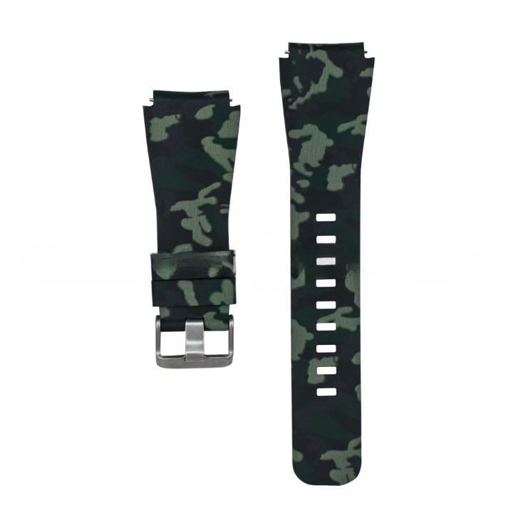 Ремешок для смарт-часов для Amazfit/Huawei/Samsung 22 мм камуфляж Черный/Зеленый (1893P)