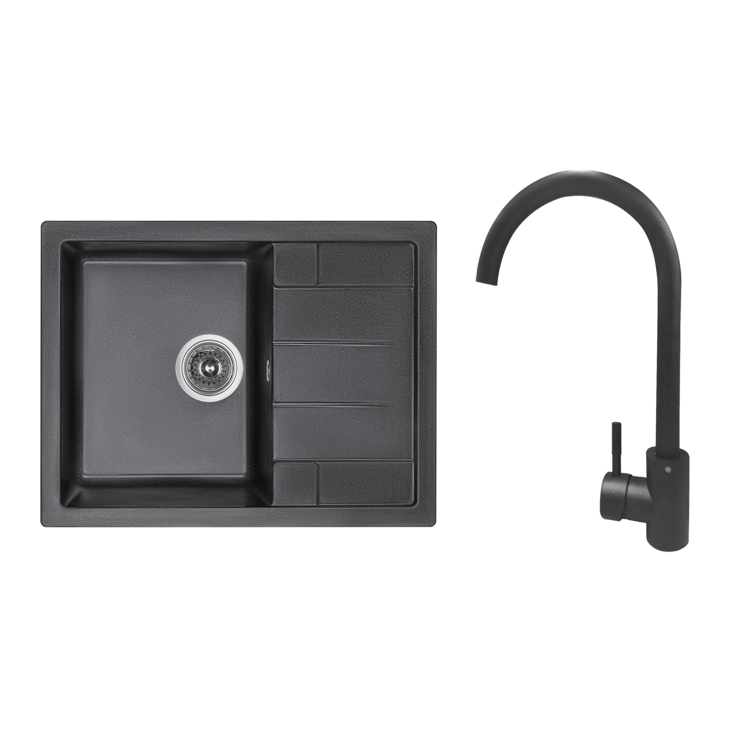 Мийка кухонна Lidz 650x500/200 BLM-14 (LIDZBLM14650500200)/змішувач для кухні Aria 015F BLM (k35)