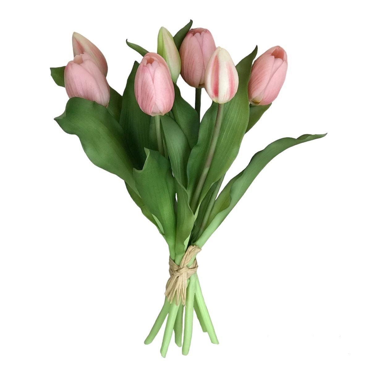 Искусственный тюльпан Люкс 7 голов латекс 30 см Розовый