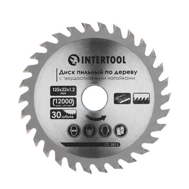 Диск пиляльний по деревині Intertool CT-3013 з твердосплавними напайками 125x22x1,4 мм 30 зубів (9757499) - фото 1