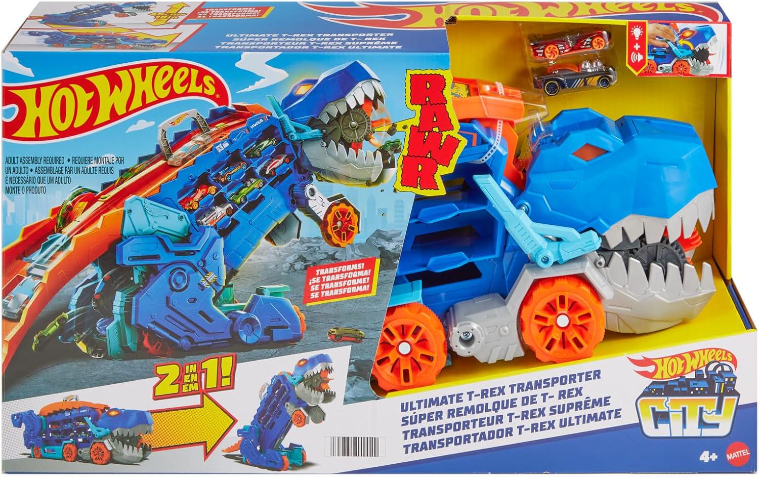 Мега-транспортер Hot Wheels City Ultimate T-Rex Transporter Невероятный Ти-Рекс 2в1 (HNG50)