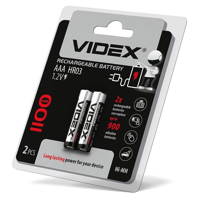 Батарейка аккумуляторная Videx AAA HR03 1100 mAh Ni-MH 1,2V 2 шт. (2247533358)