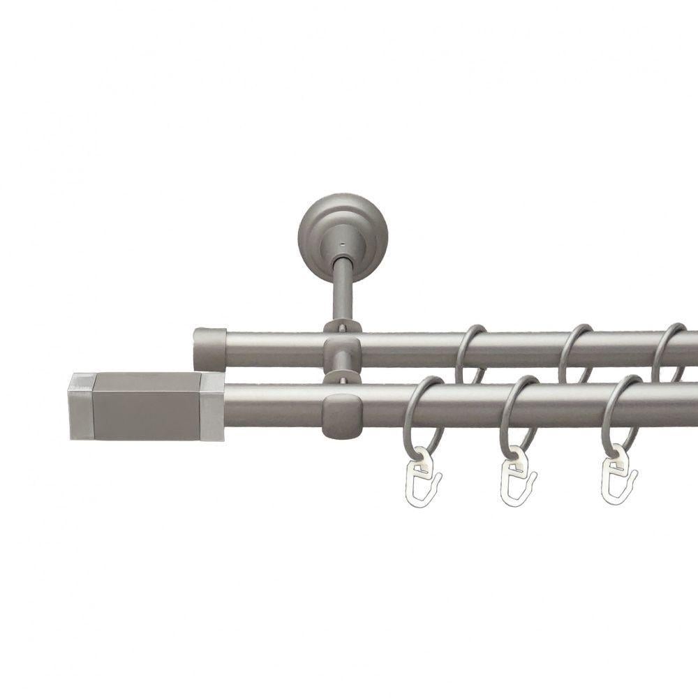 Карниз для штор Orvit Квадро двухрядный гладкий 19\16 мм 200 см Сатиновый (00-00013713)