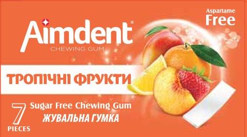 Жевательная резинка без сахара Aimdent 7 стиков Тропические фрукты