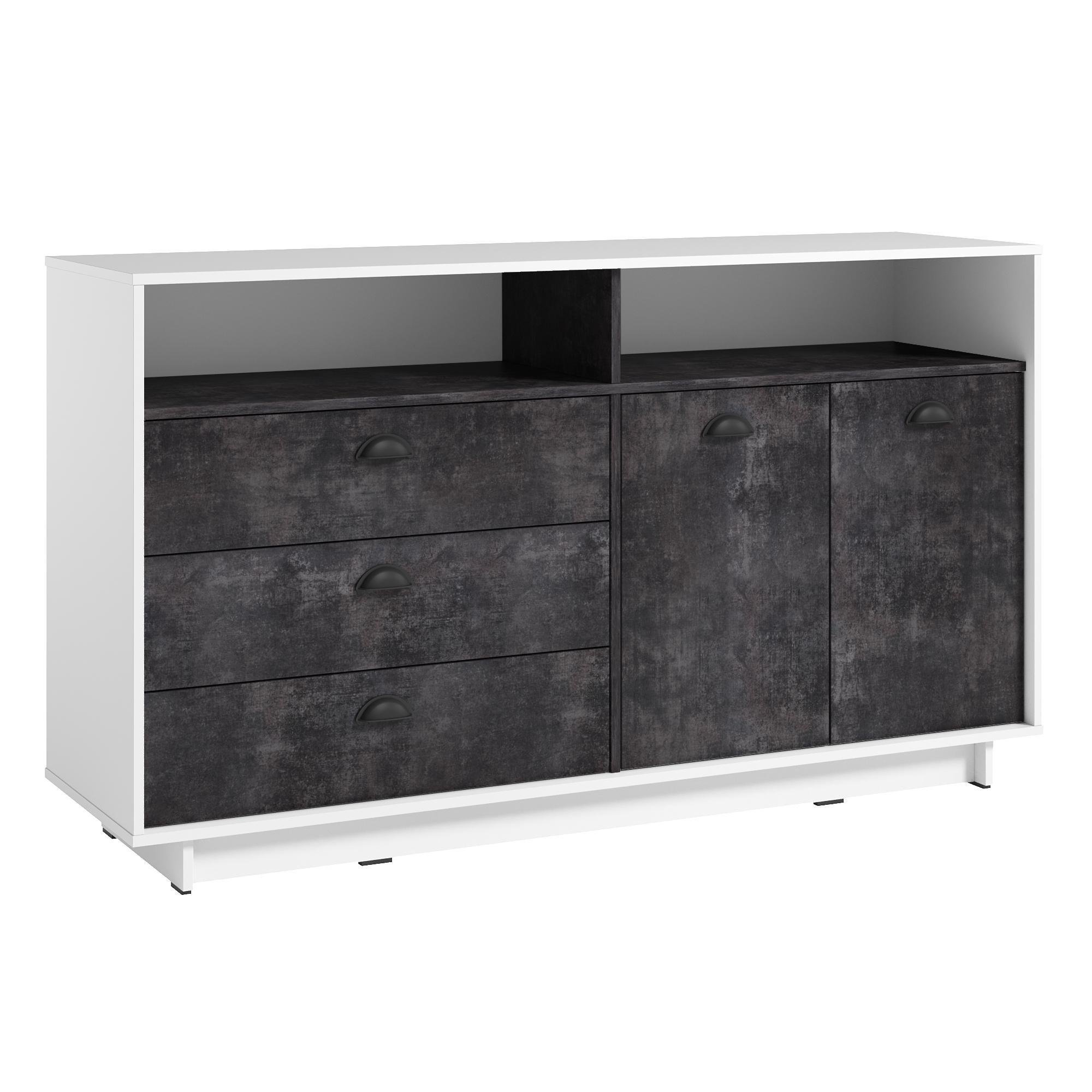 Тумба Moreli под телевизор в гостиную K-0002 Белый/Бетон Темный Тумба Moreli под телевизор в гостиную K-0002 Белый/Бетон Темный