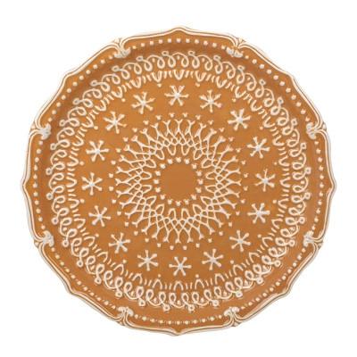 Блюдо керамическое Пряниковая снежинка 28 см Коричневый (33814)