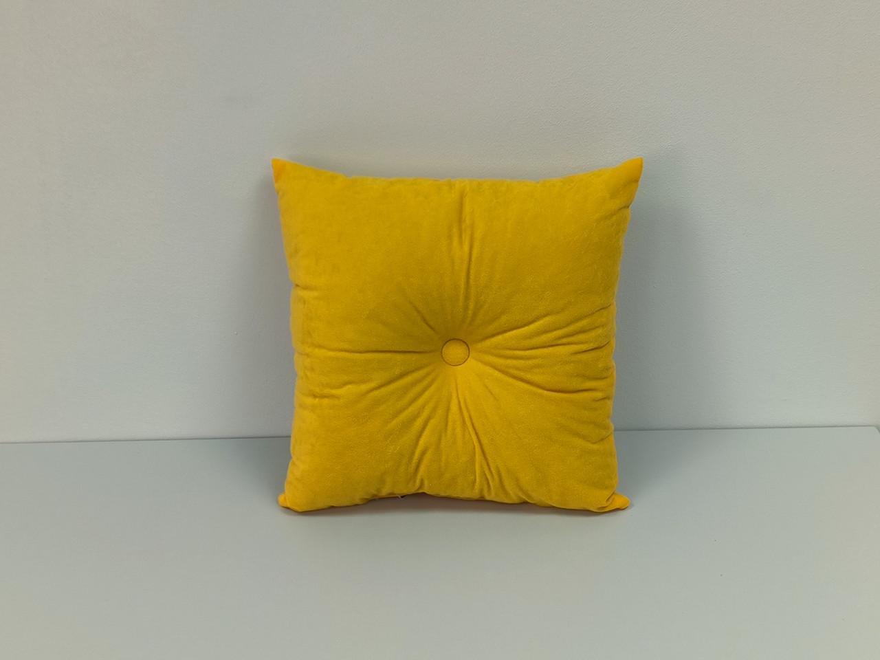 Декоративная подушка из велюра с пуговицей 35x35 см Желтый (1746) Декоративная подушка из велюра с пуговицей 35x35 см Желтый (1746)