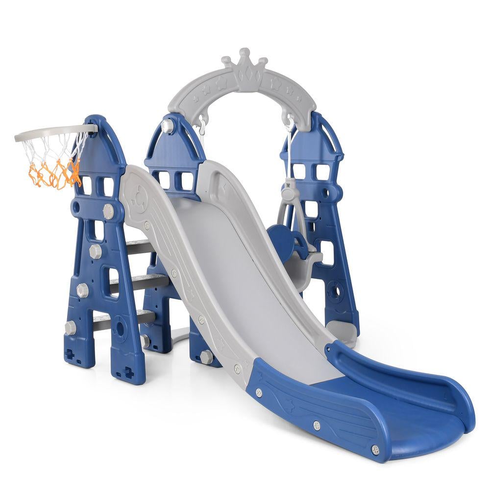 Детская горка-качалка Bambi HOUSE-4 с баскетбольным кольцом Синий (31443206)