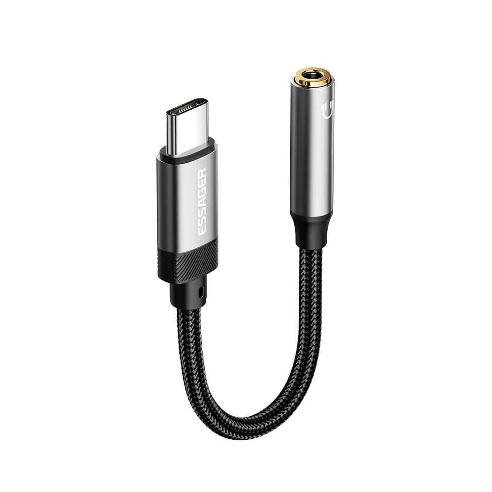 Адаптер Essager USB Type C 3,5 Jack/USB C 3,5 мм AUX для наушников (EYPT-ZY0G-P)