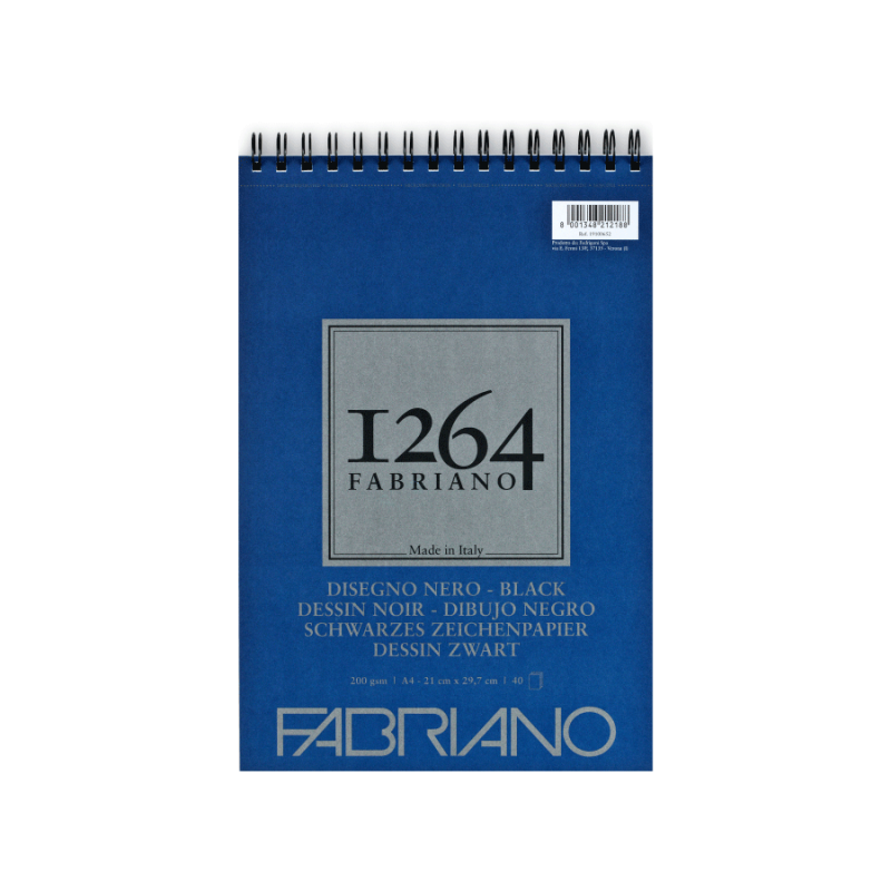 Альбом на спіралі Fabriano 1264 А4 200 г/м2 40 л Чорний (Az-270962)