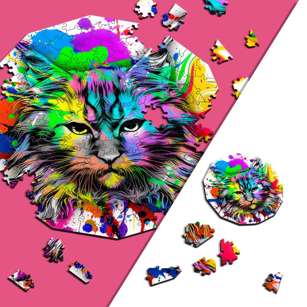 Пазл дерев'яний фігурний THEGRAVIX Графіті Тварини Кіт 146 деталей - фото 2 Пазл дерев'яний фігурний THEGRAVIX Графіті Тварини Кіт 146 деталей - фото 2