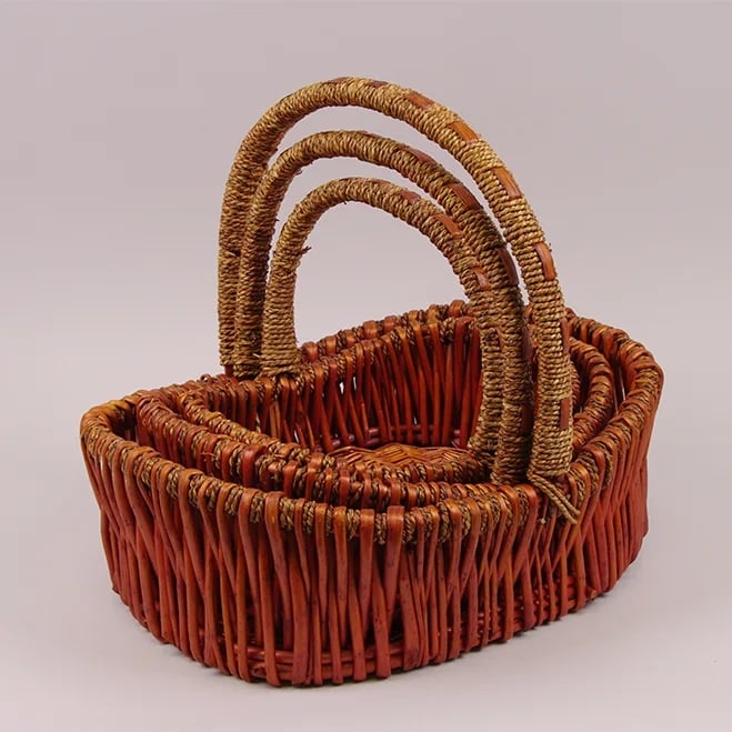 Комплект корзин из лозы Flora 3 шт. Терракотовый (37524)