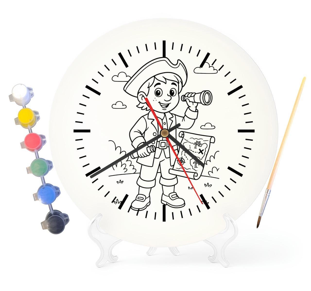 Детский набор для творчества часы-раскраска по мотивам Остров сокровищ Роберт Льюис Стивенсон 30 см (Г0029)