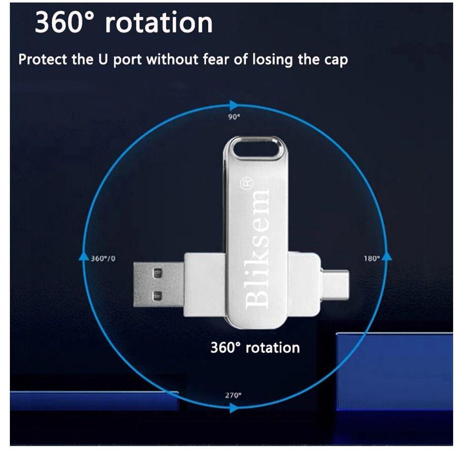 Флэш-память Bliksem 64 ГБ повышенная скорость USB 3,0/Type-C/USB micro 3в1 Металлик (11386761) - фото 6