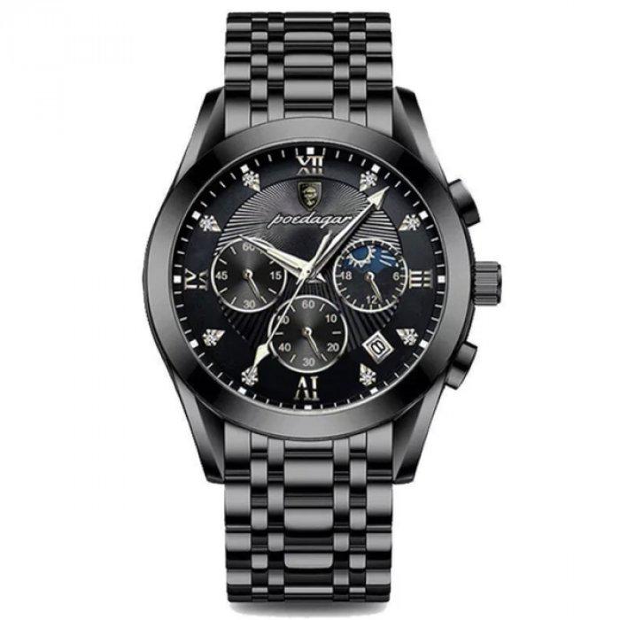 Часы наручные мужские Poedagar Magnat Steel Black (1633)